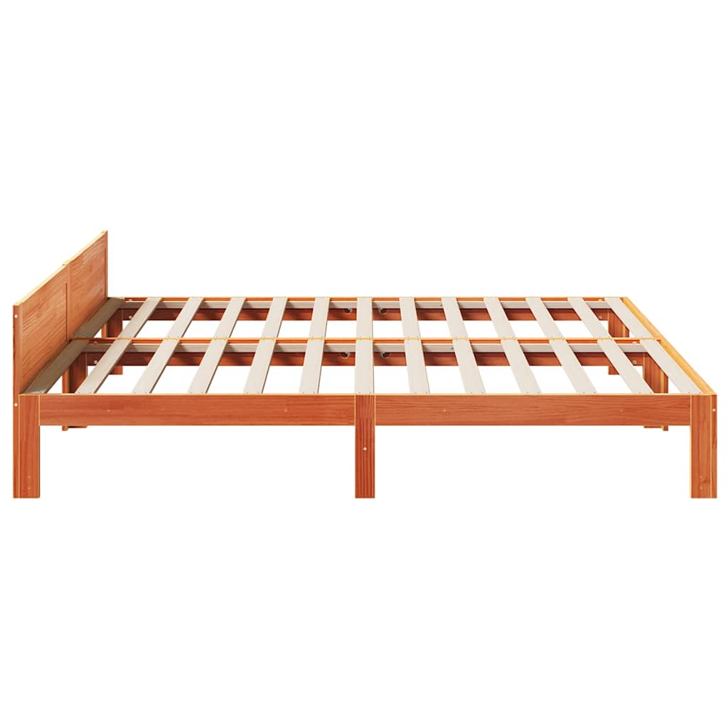 Bed Frame without Mattress Wax Brown 160x200 cm Solid Wood Pine
